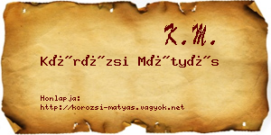 Körözsi Mátyás névjegykártya