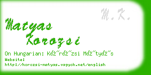 matyas korozsi business card